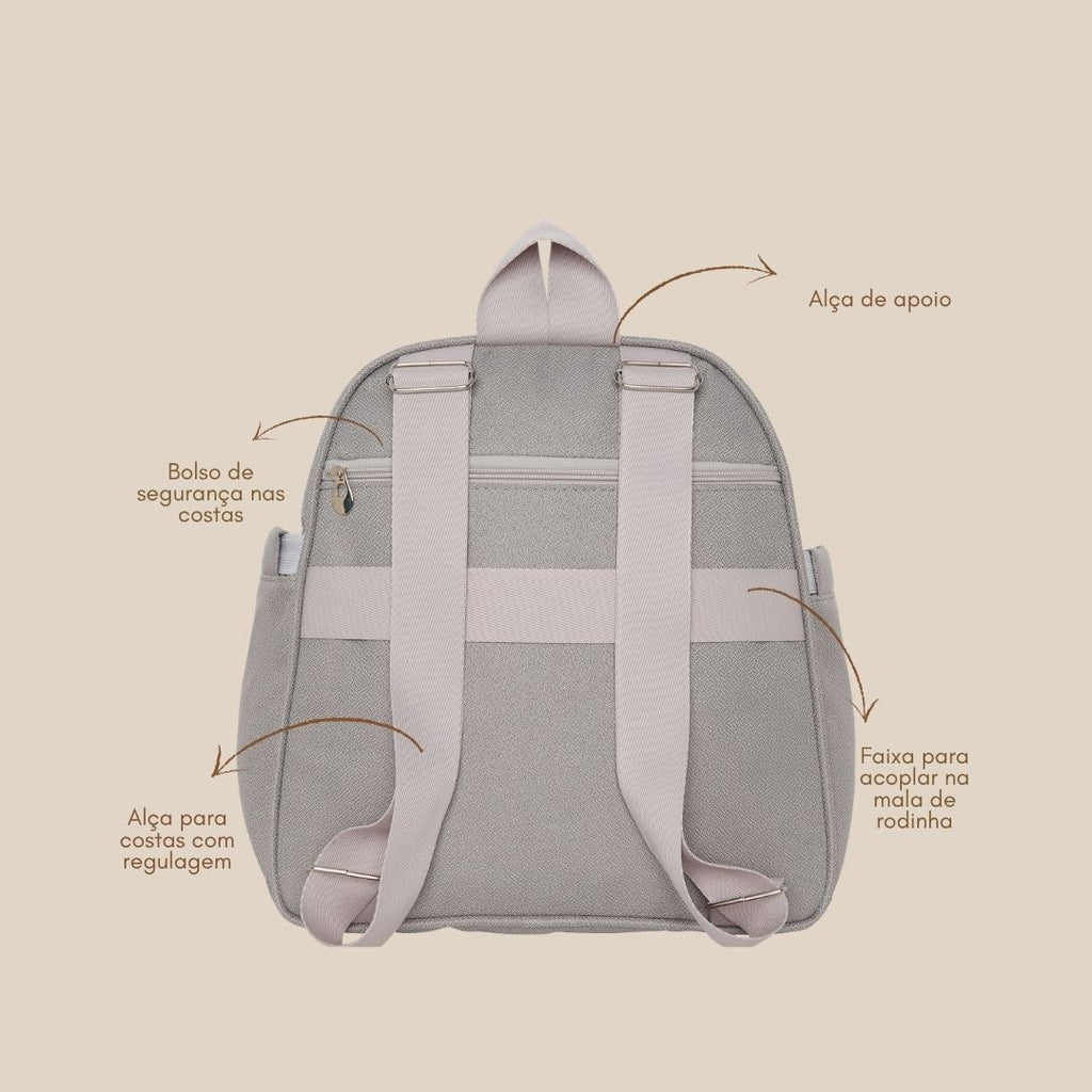 Mochila Maternidade Média Térmica Essência Cinza