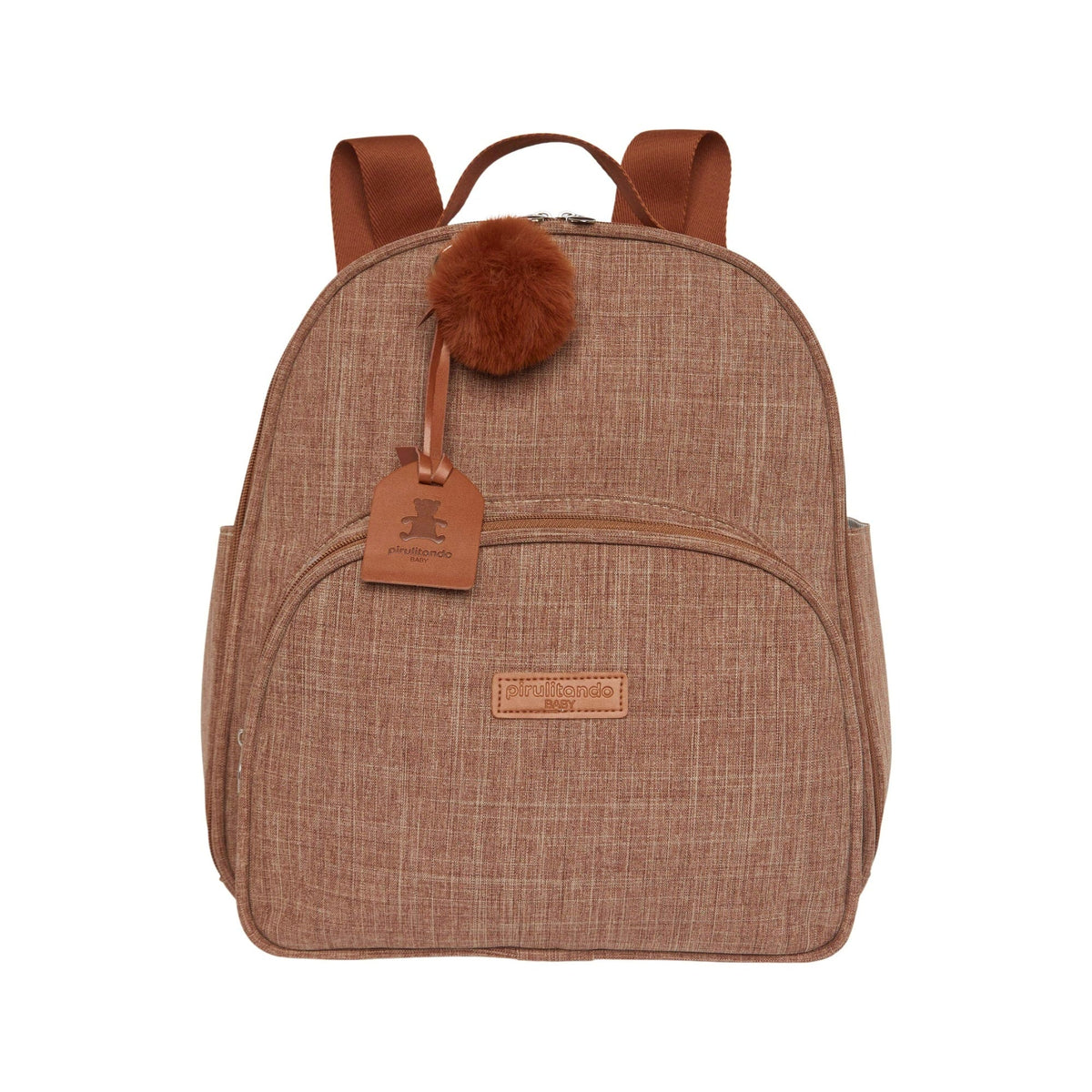 Frente da Mochila Maternidade de Passeio com Bolso Térmico Memórias Marrom, com bolso frontal térmico