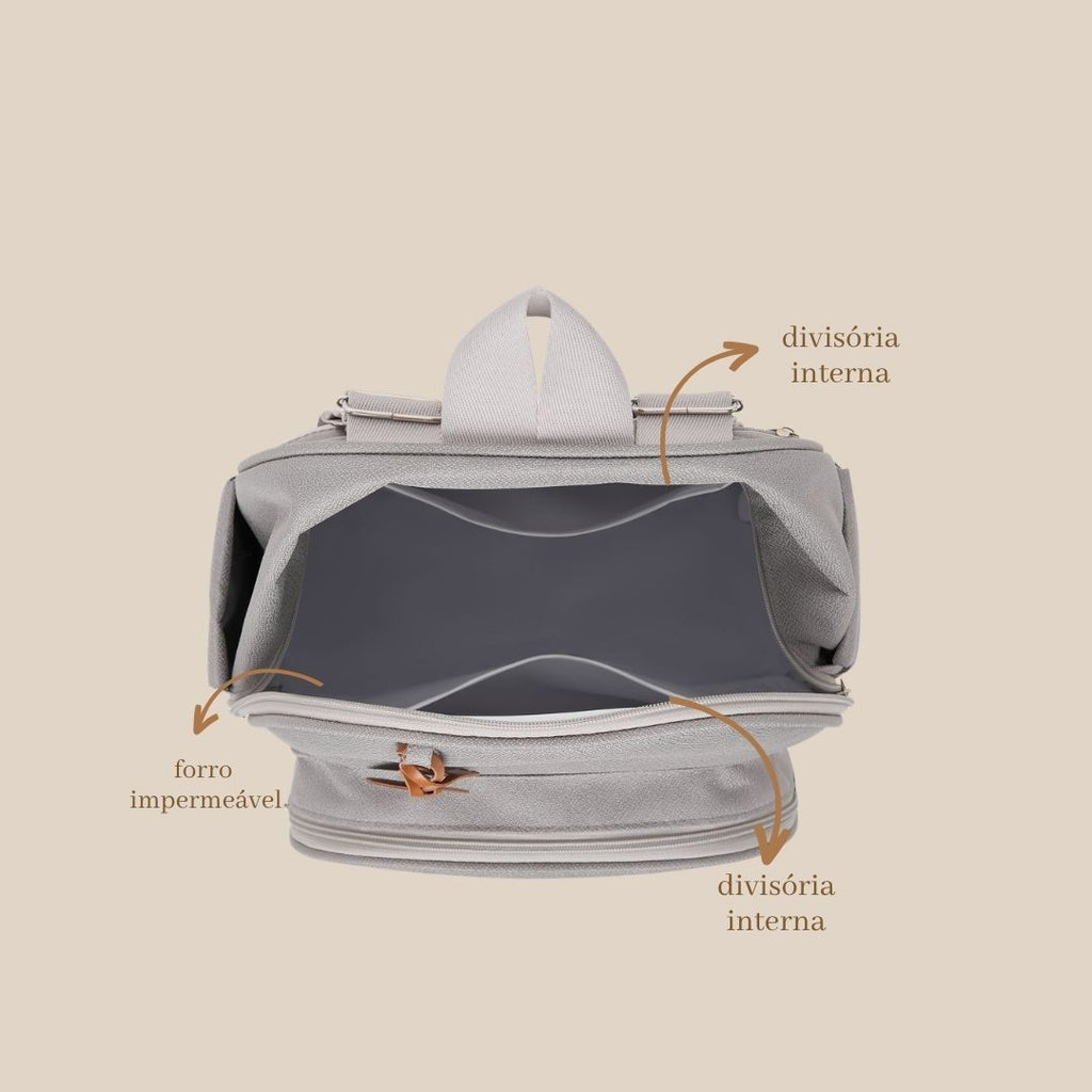 Mochila Maternidade Média Térmica Essência Cinza