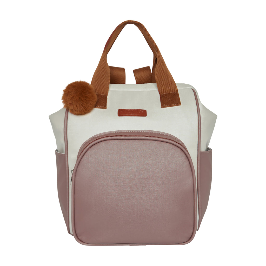Mochila Maternidade Grande com Bolso Térmico Ternura Off White com Marrom