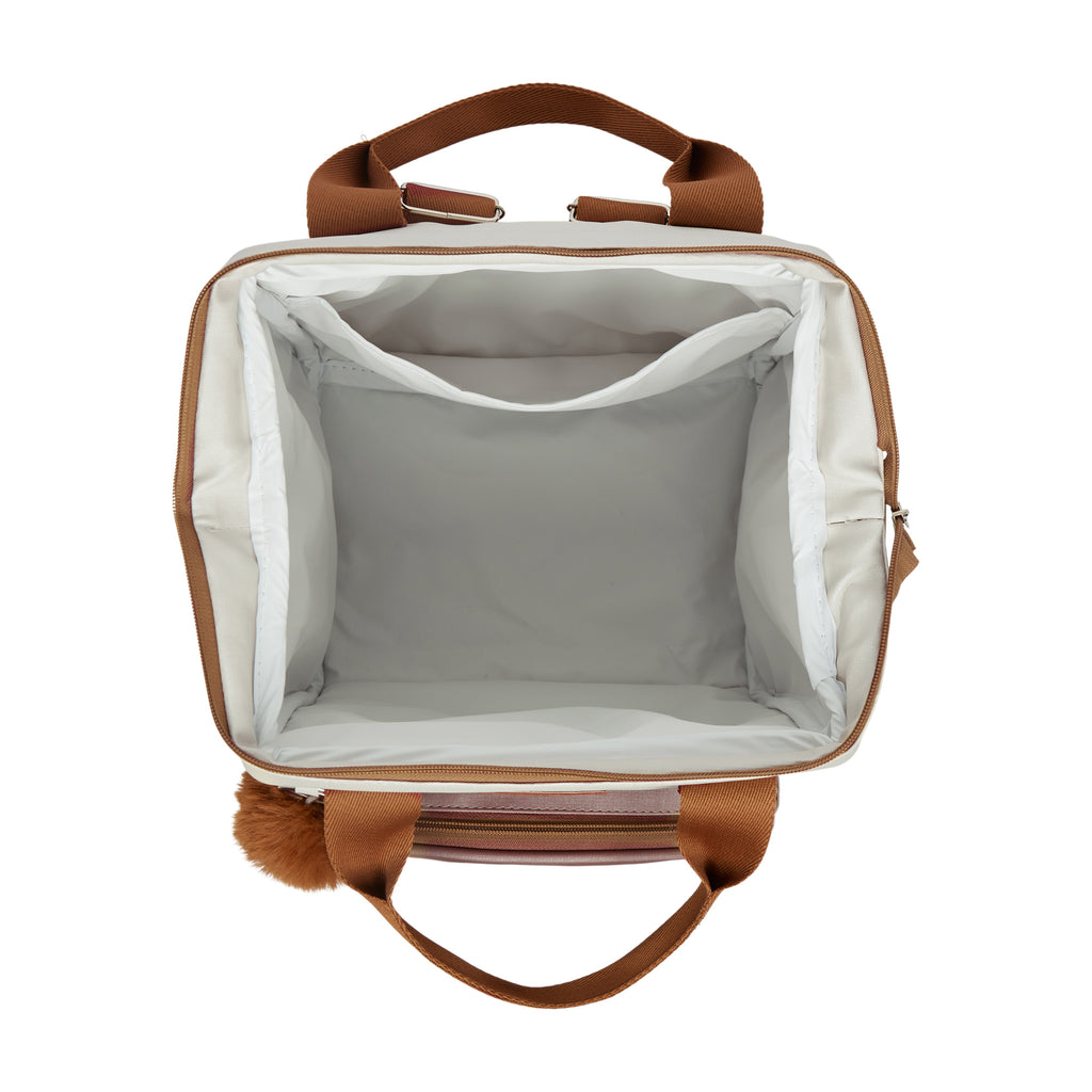 Mochila Maternidade Grande com Bolso Térmico Ternura Off White com Marrom