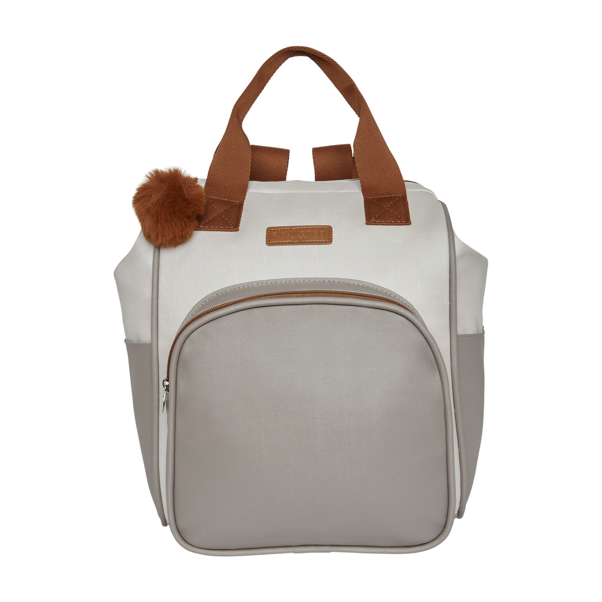 Mochila Maternidade Grande com Bolso Térmico Ternura Off White com Cinza