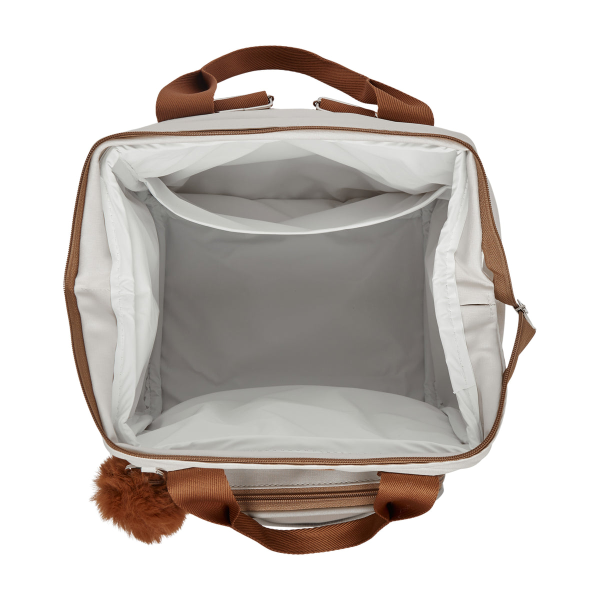 Mochila Maternidade Grande com Bolso Térmico Ternura Off White com Cinza