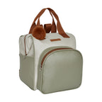 Mochila Maternidade Grande com Bolso Térmico Ternura Off White com Verde