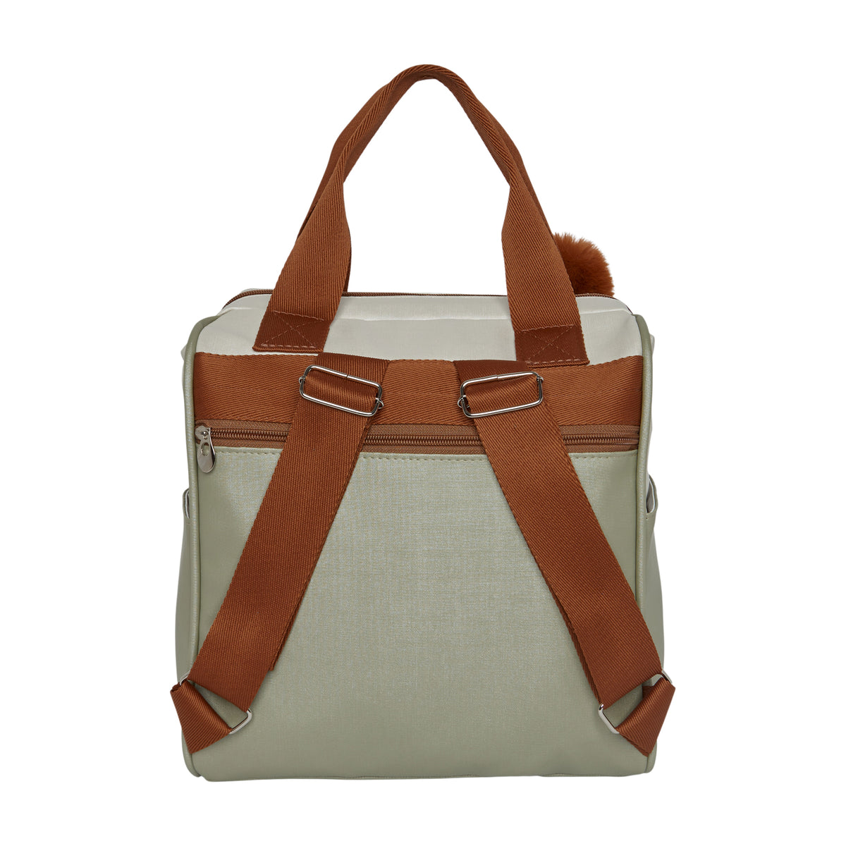 Mochila Maternidade Grande com Bolso Térmico Ternura Off White com Verde