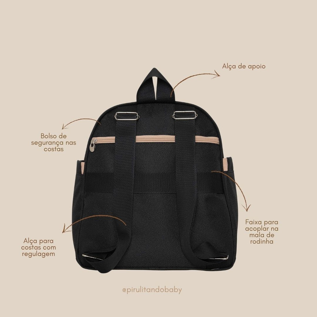 Mochila Maternidade Média Térmica Essência Preto