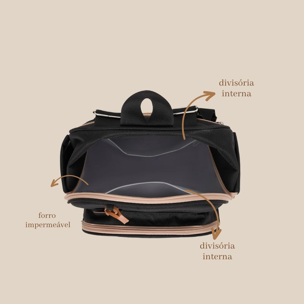 Mochila Maternidade Média Térmica Essência Preto