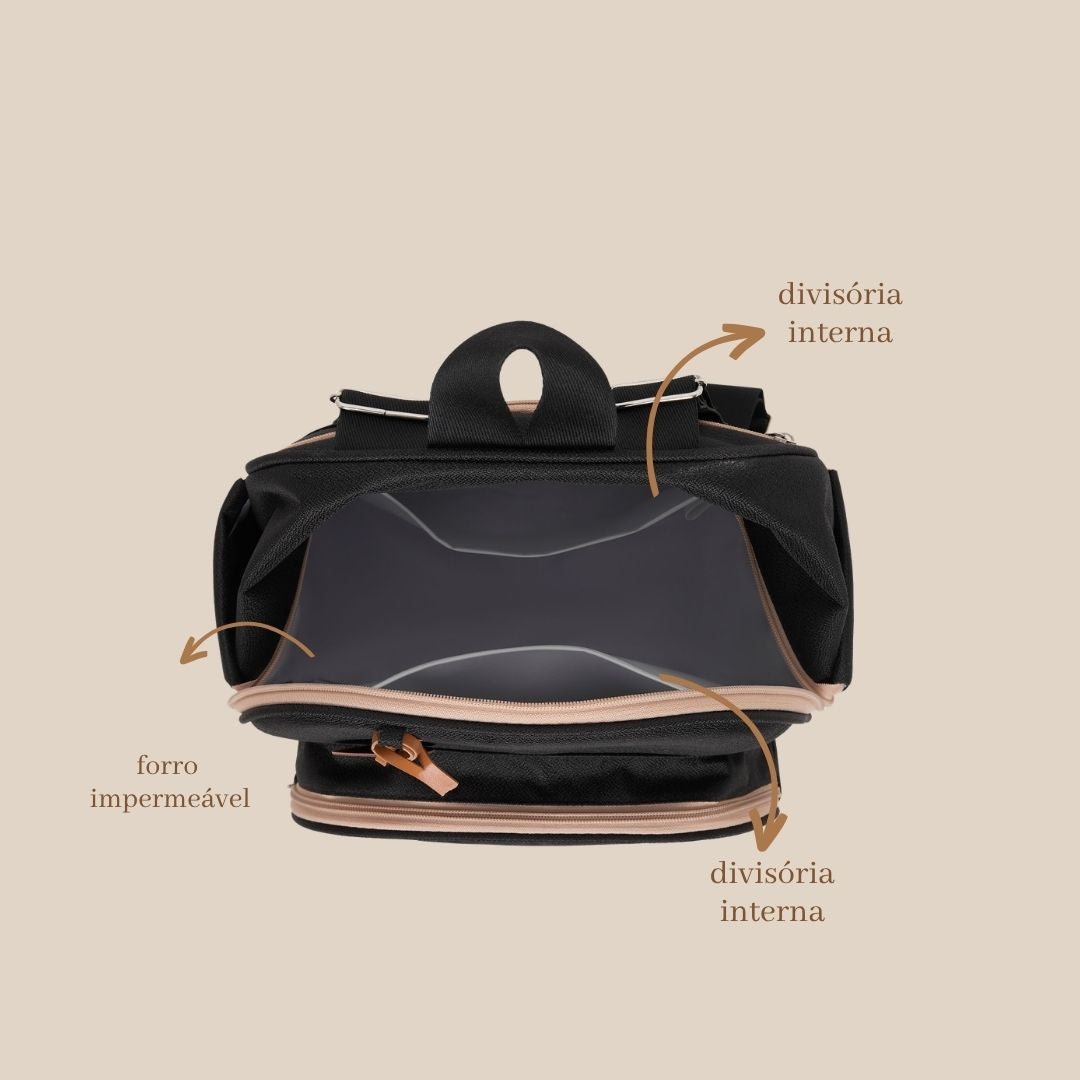 Mochila Maternidade Média Térmica Essência Preto
