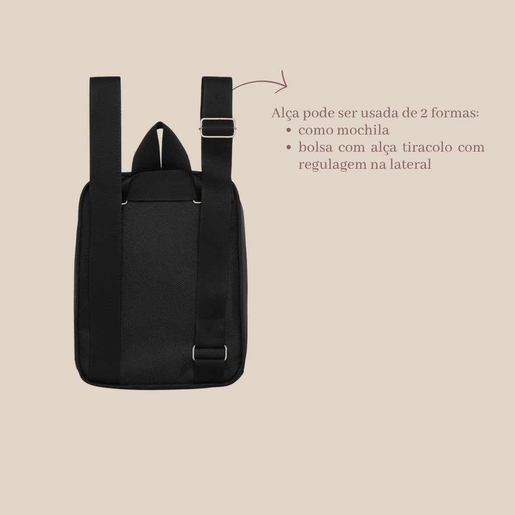 Mochila Multifuncional 2x1 com Bolso Térmico Abraço Cinza/Preto