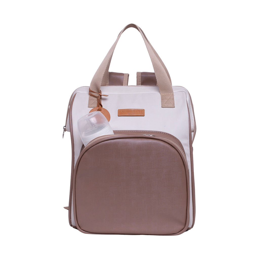 Mochila Maternidade Média Petit Caramelo com Bolso Frontal Térmico