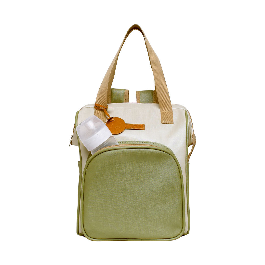 Mochila Maternidade Média Petit Verde com Bolso Frontal Témico