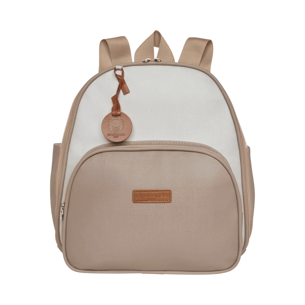Frente da Mochila Maternidade de Passeio com Bolso Térmico Petit Cinza, com bolso frontal térmico