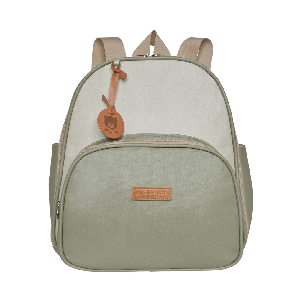 Frente da Mochila Maternidade de Passeio com Bolso Térmico Petit Verde, com bolso frontal térmico