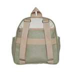 Costas da Mochila Maternidade de Passeio com Bolso Térmico Petit Verde, com alças ajustáveis e faixa traseira para acoplar na mala de rodinha
