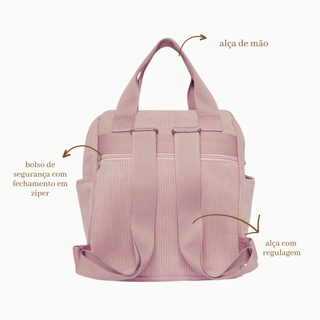 Mochila Maternidade Grande- Com Bolso Termico- Ninar  Rosê