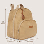 Medidas da Mochila Maternidade de Passeio com Bolso Térmico Carrossel Marfim: 33 cm de altura, 30 cm de largura e 15 cm de profundidade