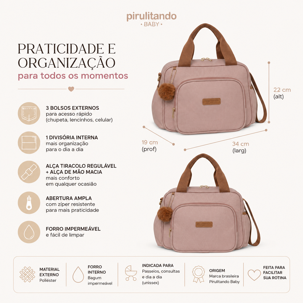 Bolsa de Passeio Amor de Mãe Rosê