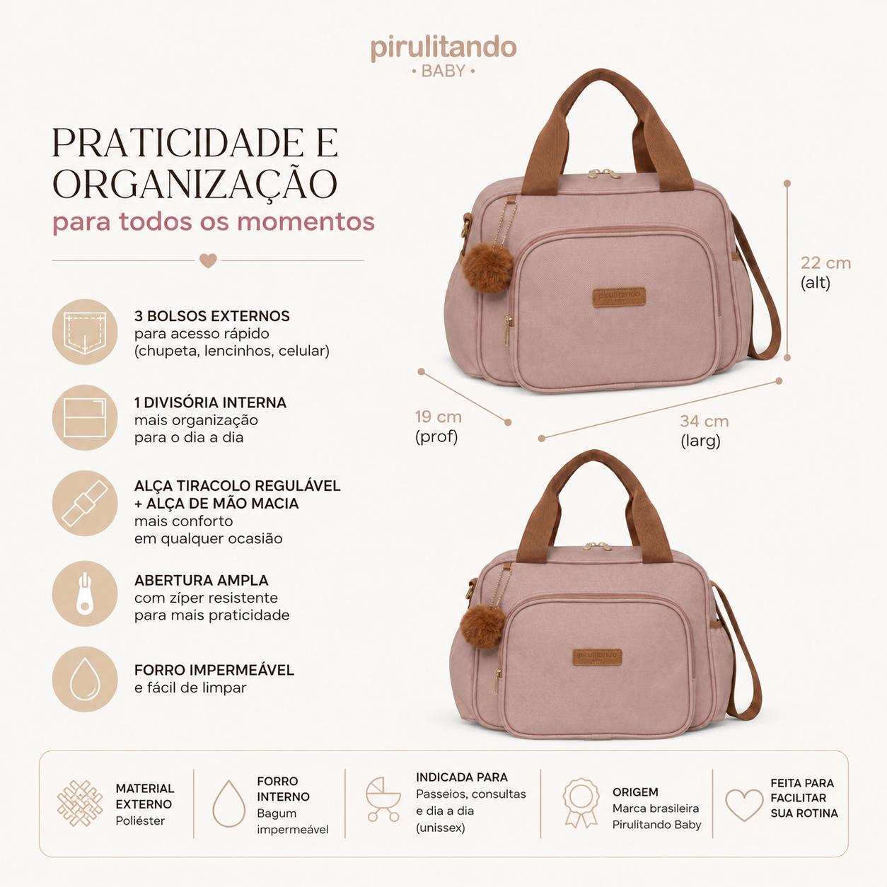 Bolsa de Passeio Amor de Mãe Rosê