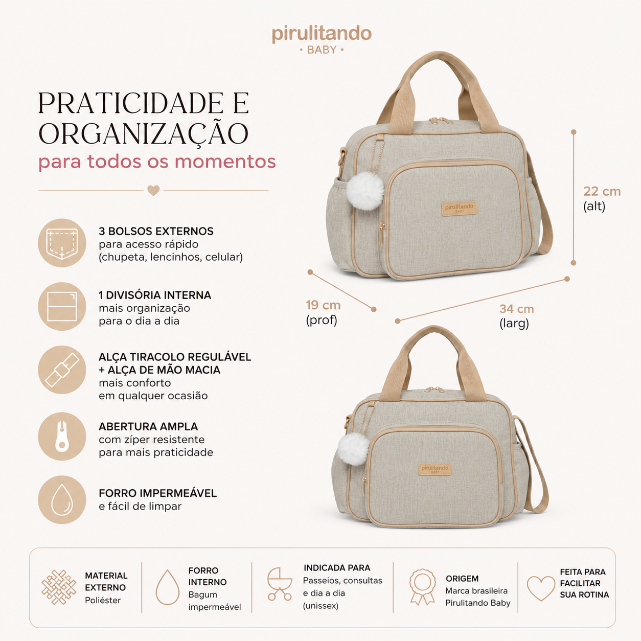 BOLSA DE PASSEIO ACONCHEGO MARFIM