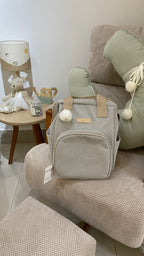 Mochila Maternidade Grande com Bolso Térmico Nuvem de Algodão Cinza