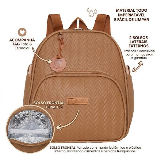 Mochila Maternidade com  Bolso Térmico Refúgio  Marrom