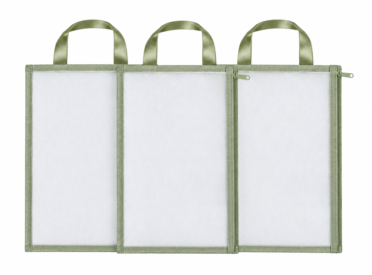 Organizador Maternidade em Tela Transparente Verde – 3 Unidades