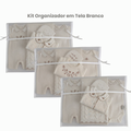 Kit Organizador em Tela Branco - 3 Unidades
