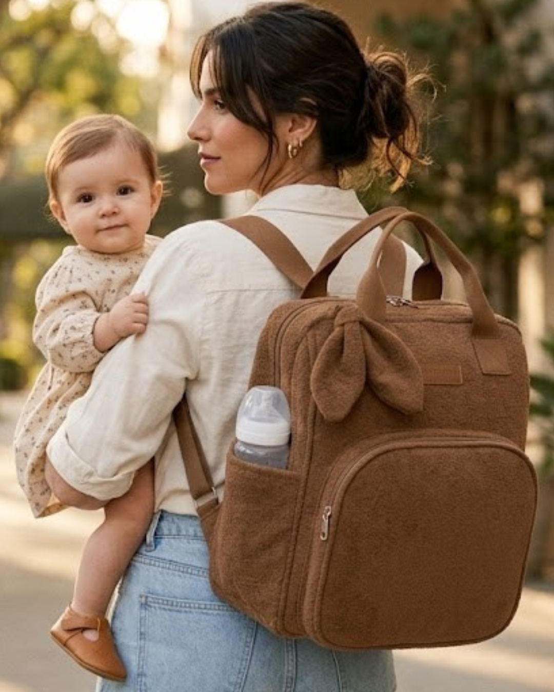 Mochila Maternidade Grande com Bolso Térmico Dengo Marrom