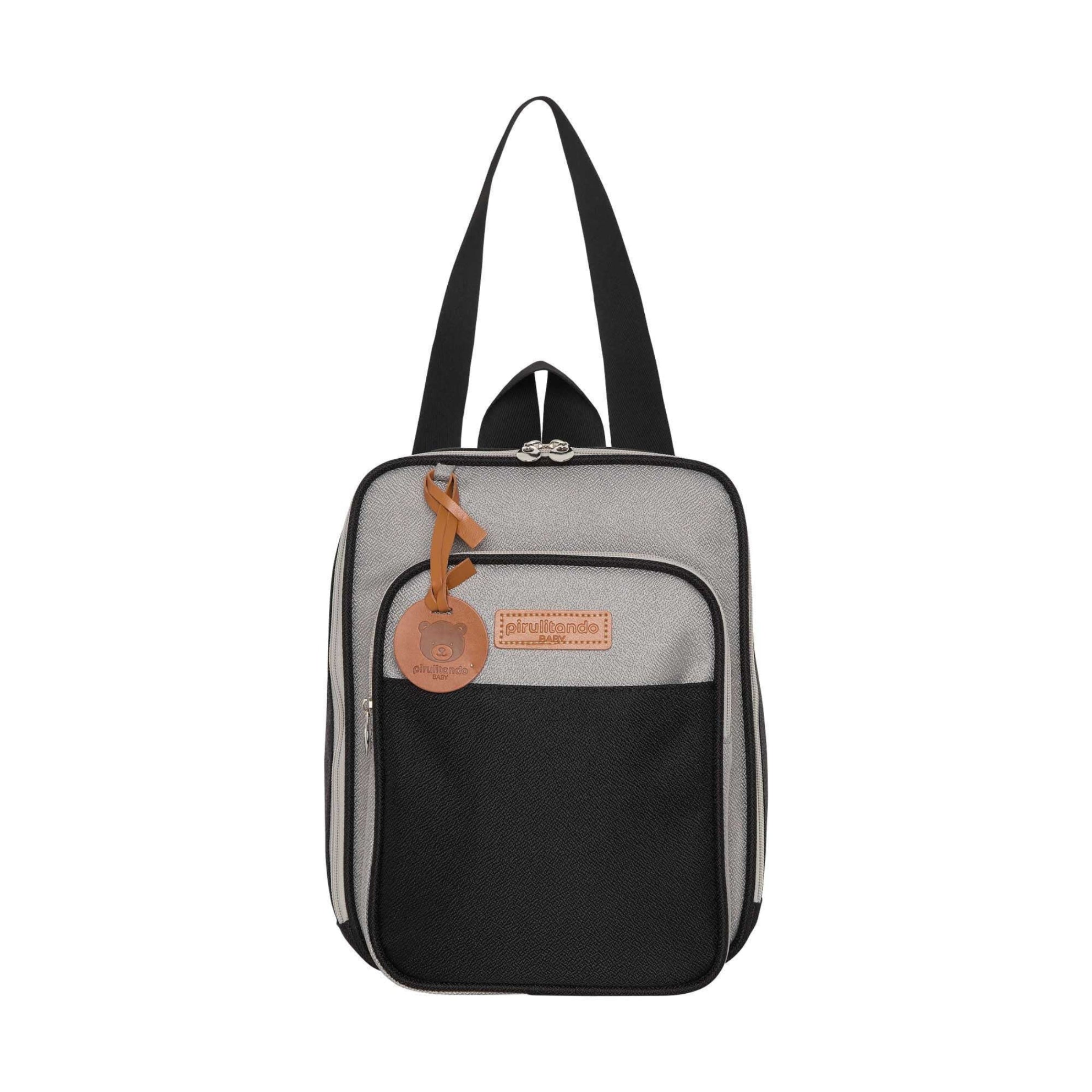 Mochila Multifuncional 2x1 com Bolso Térmico Abraço Cinza/Preto