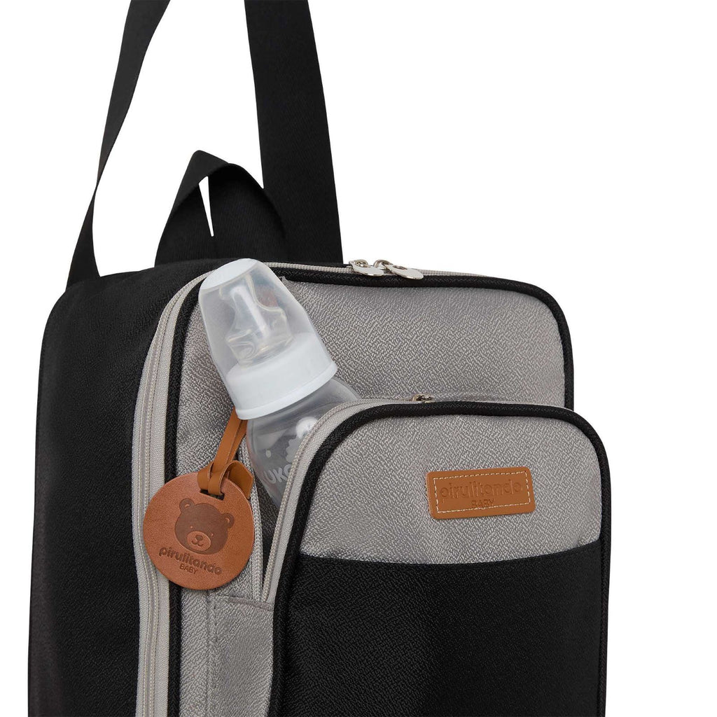 Mochila Multifuncional 2x1 com Bolso Térmico Abraço Cinza/Preto