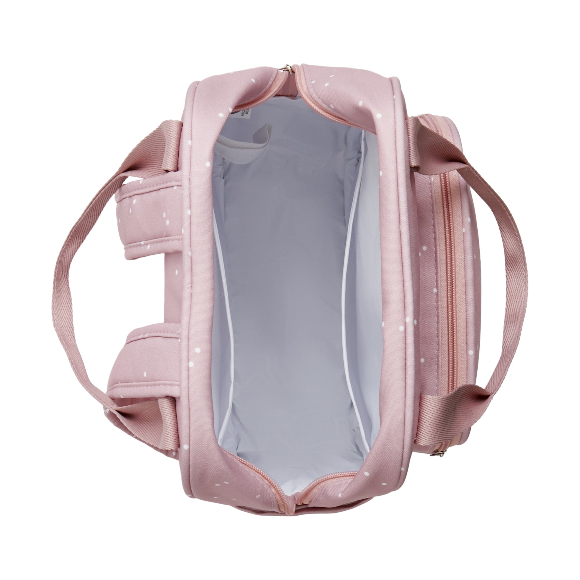 Mochila Maternidade com Bolso Térmico Bolinhas Rosa