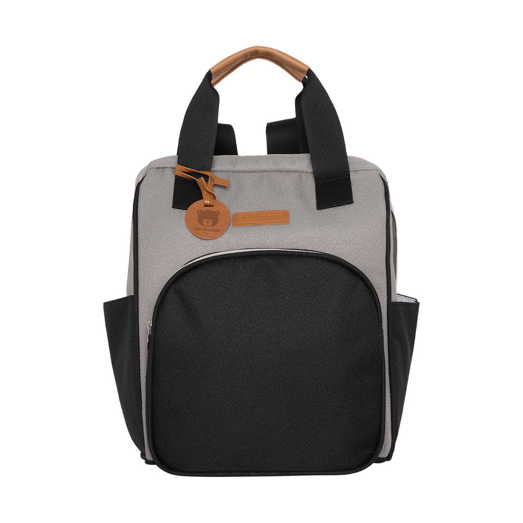 Mochila Média c/ Bolso Térmico Abraço Cinza/Preto