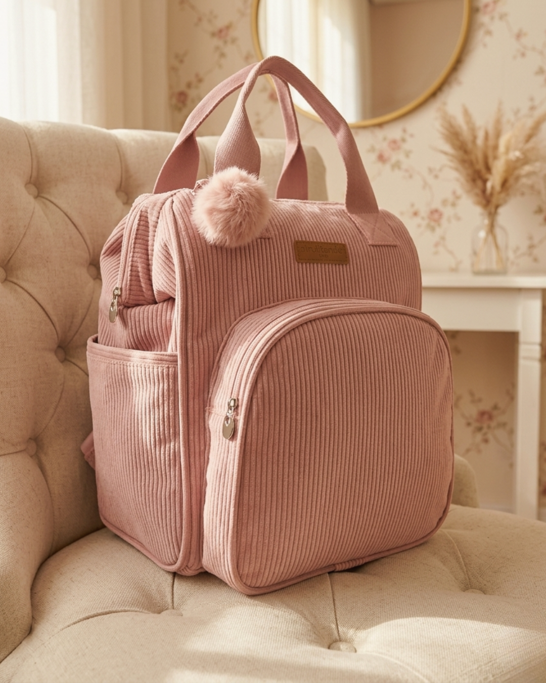Mochila com Bolso Térmico Ninar - Rosê