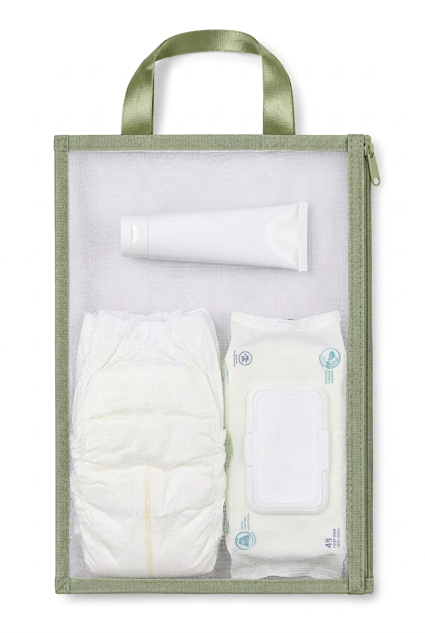 Organizador Maternidade em Tela Transparente Verde – 3 Unidades
