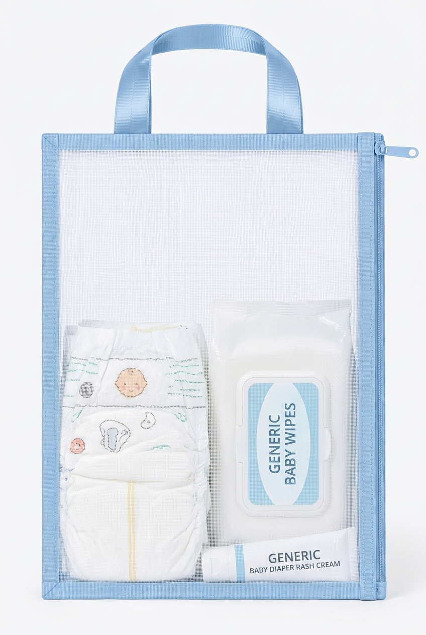 Organizador Maternidade em Tela Transparente Azul – 3 Unidades