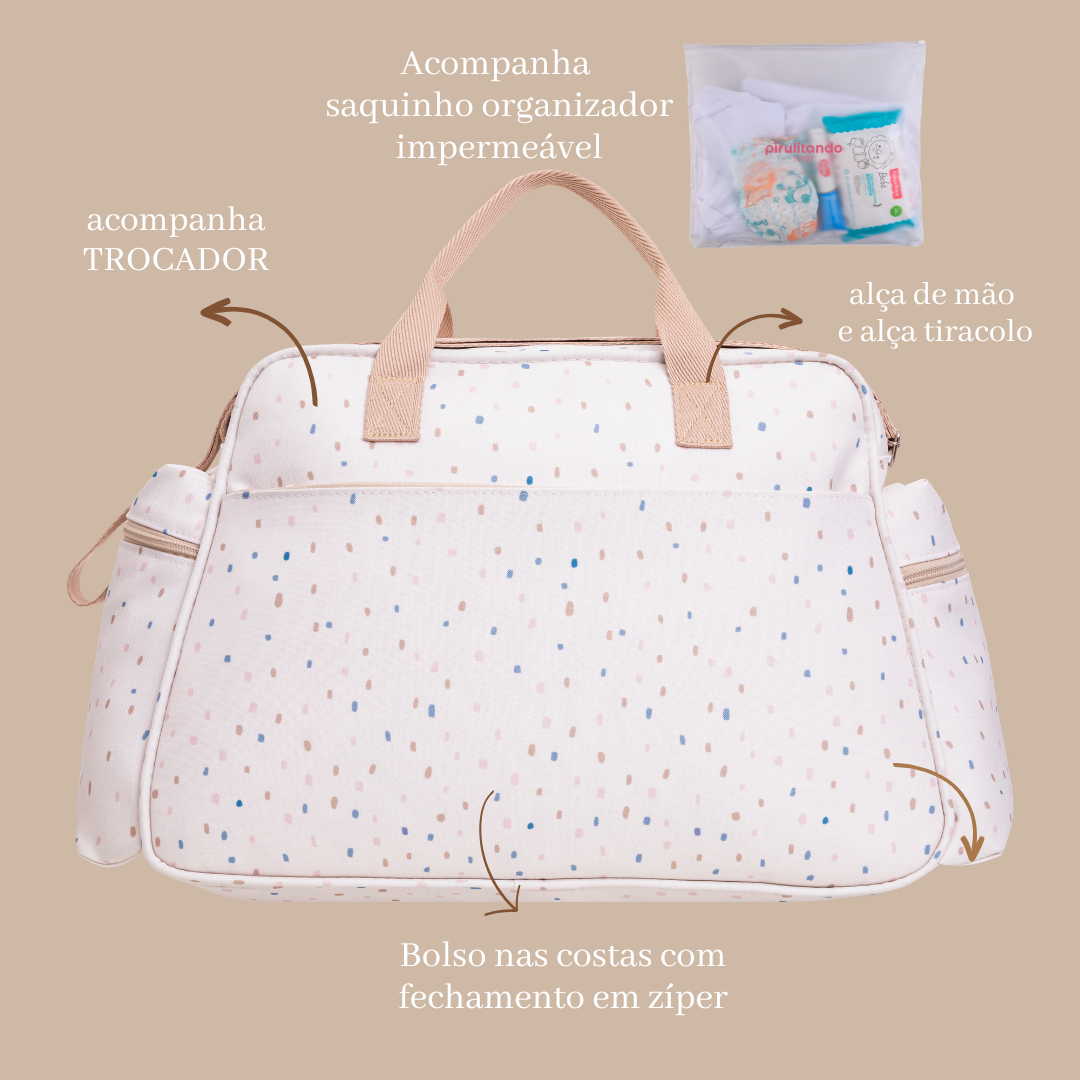 Bolsa Grande Maternidade Confete- com Bolsos Laterais Térmicos