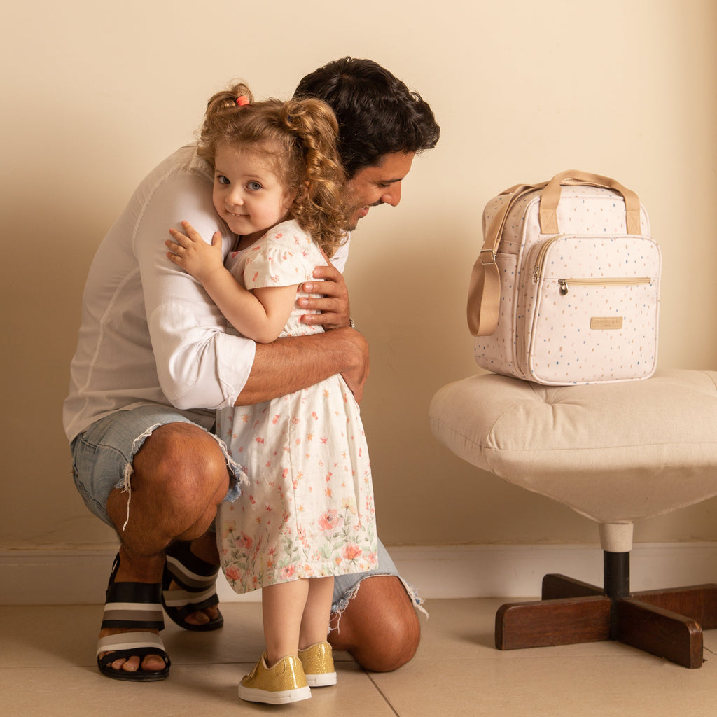Bolsa de Passeio com Bolso da Frente Térmico Confete Marfim