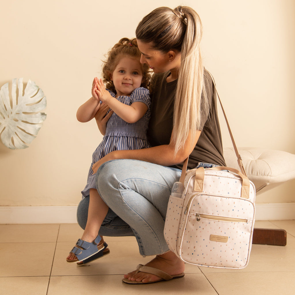 Bolsa de Passeio com Bolso da Frente Térmico Confete Marfim