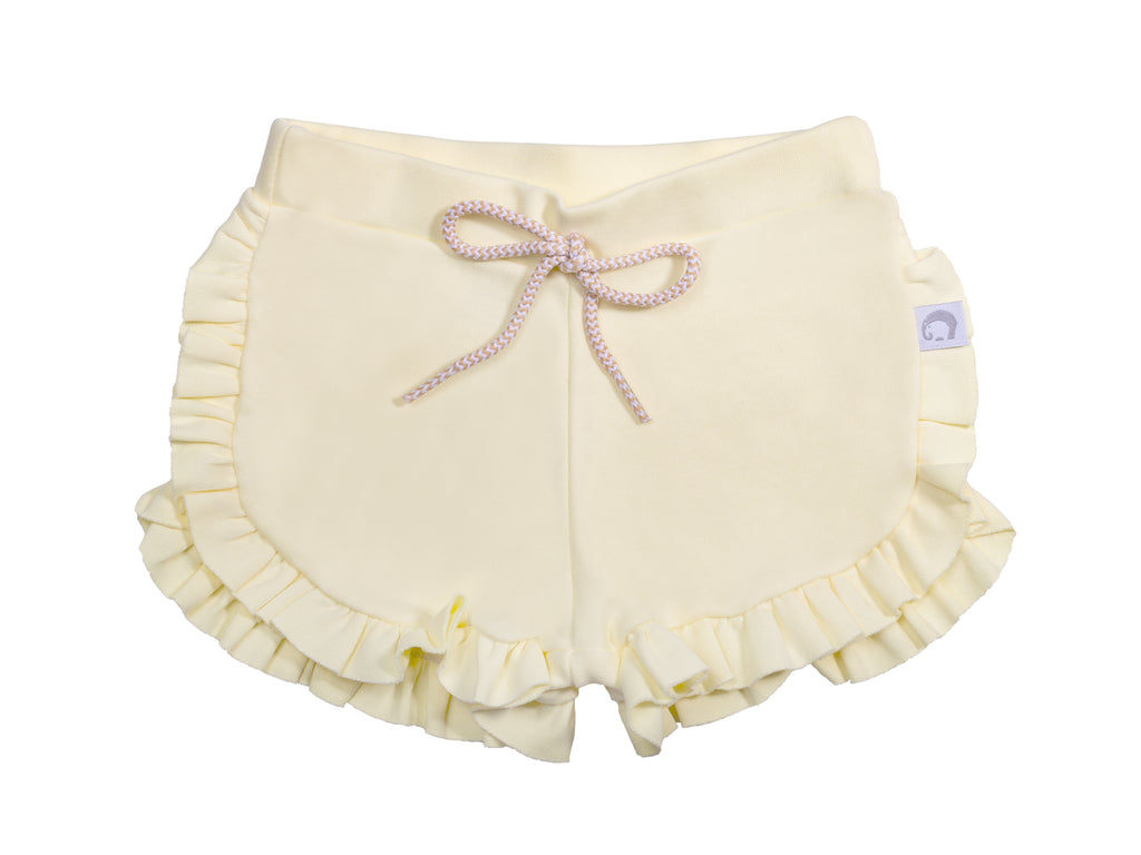 Short Babado Amarelo em Suedine Egípcio com proteção UV - Cores e Sabores