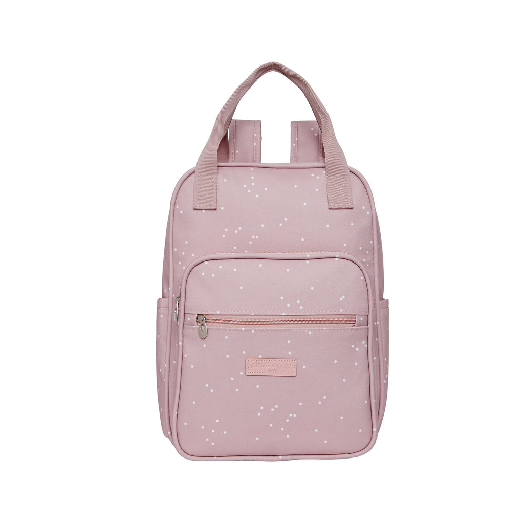 Mochila Maternidade com Bolso Térmico Bolinhas Rosa
