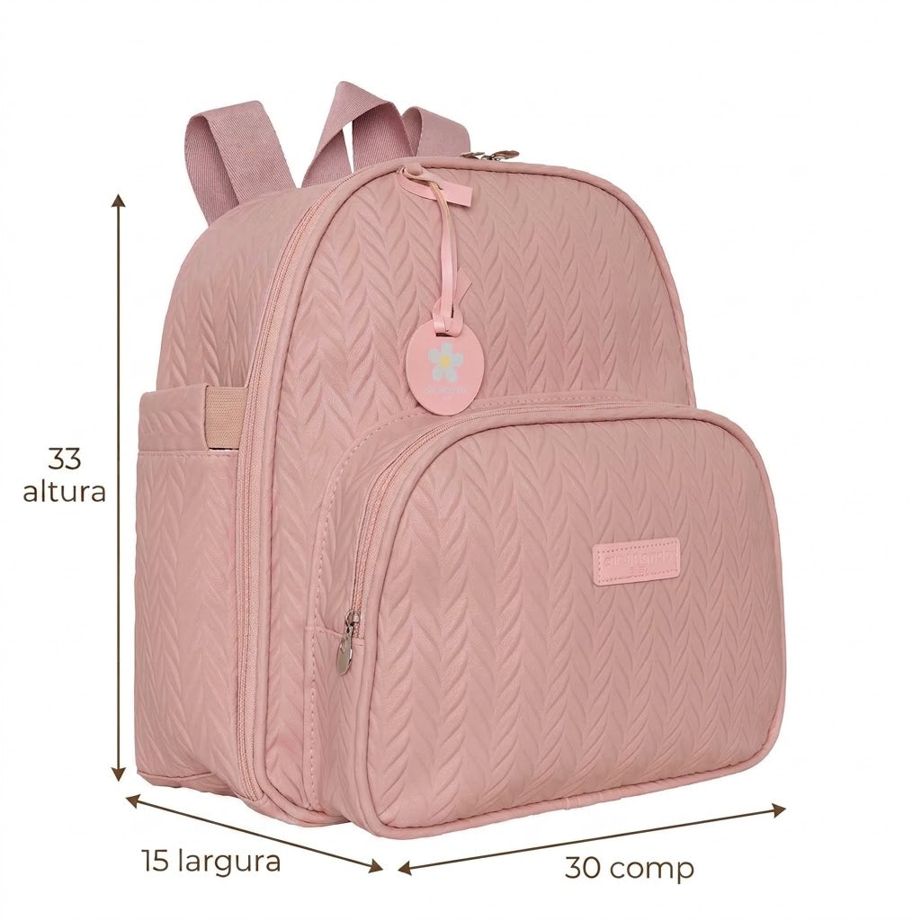 Mochila Maternidade de Passeio com Bolso Térmico Refúgio Rosê