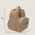 Medidas da Mochila Maternidade de Passeio com Bolso Térmico Teddy Marfim: 33 cm de altura, 30 cm de largura e 15 cm de profundidade