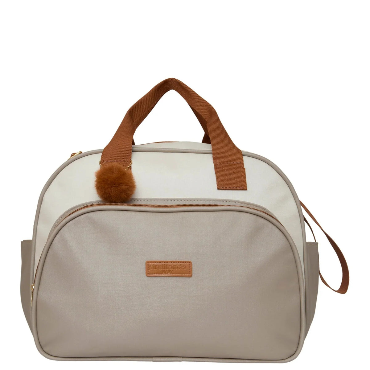 Bolsa maternidade grande off white e cinza, coleção Ternura — Pirulitando Baby