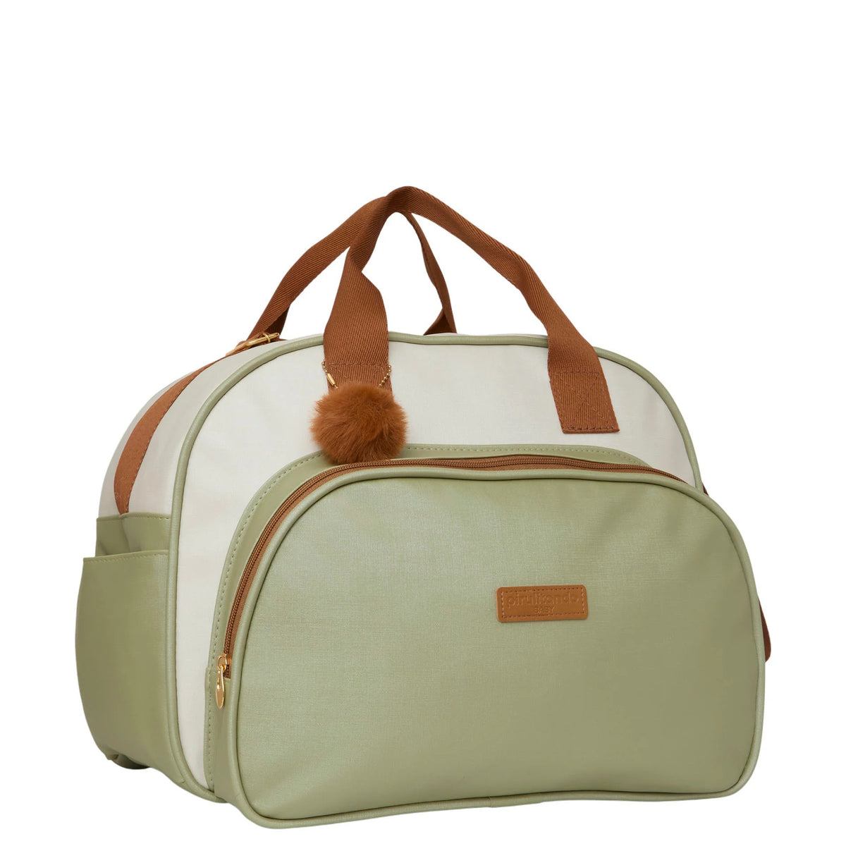 Bolsa Maternidade Grande Ternura Off White com Verde - foto principal | Pirulitando Baby