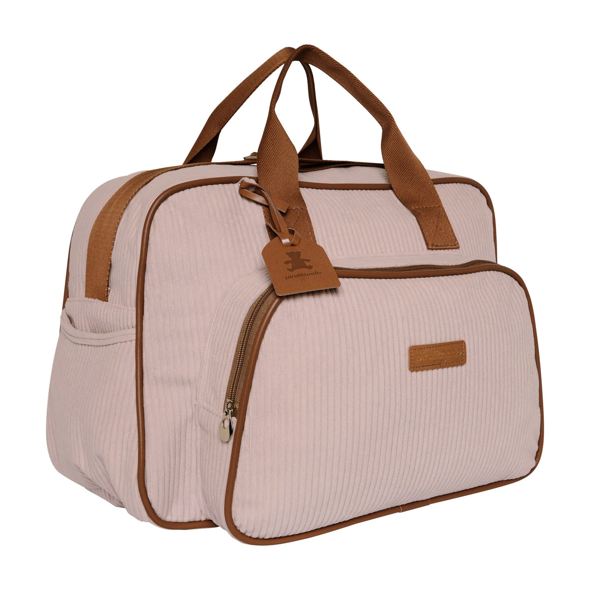 Bolsa Maternidade Grande Teddy Rosa com Marrom