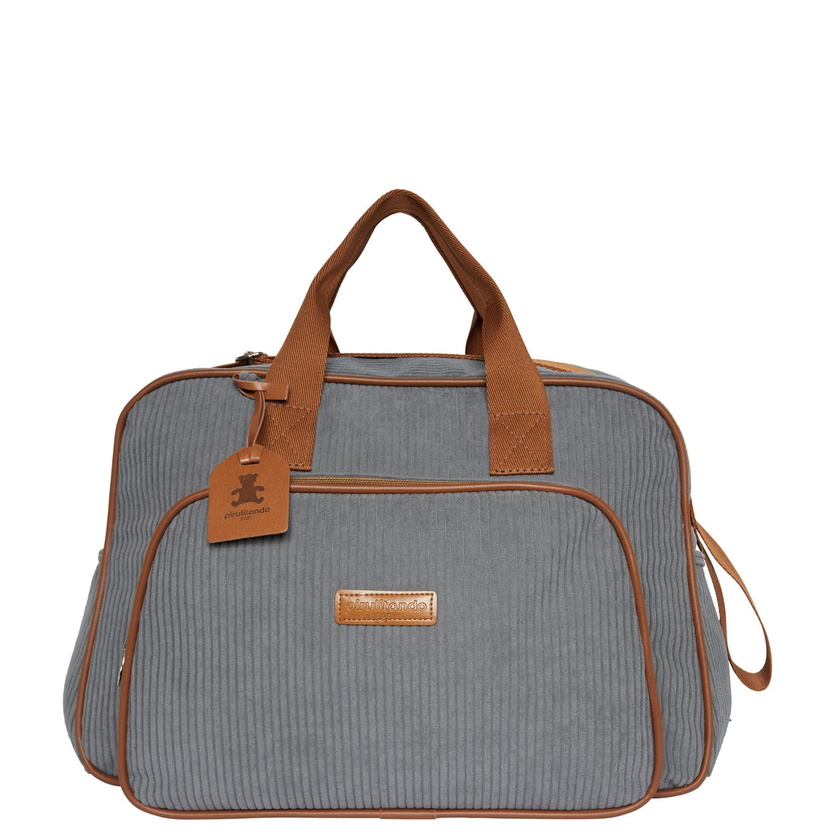 Bolsa Maternidade Grande Teddy Cinza com Marrom - foto principal | Pirulitando Baby
