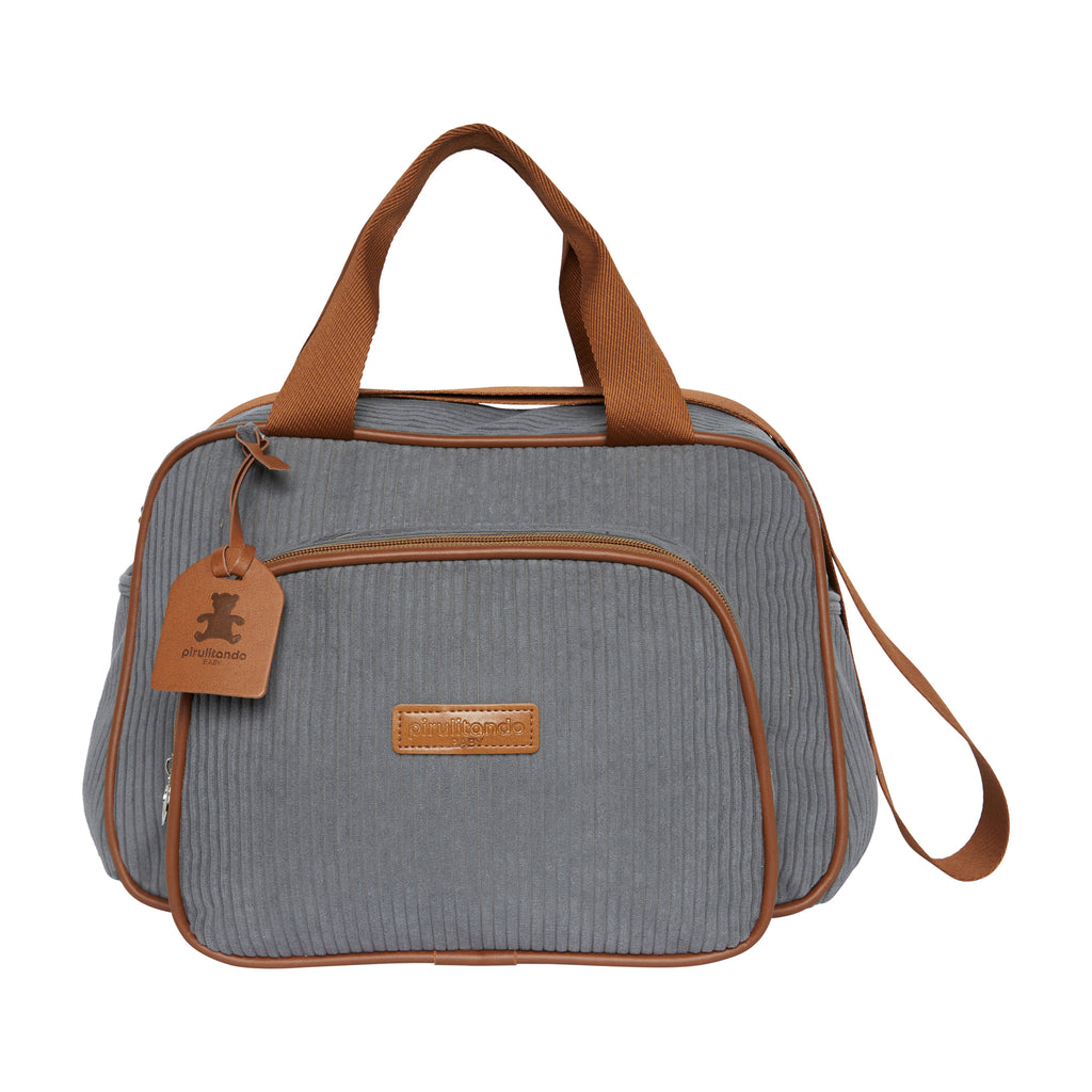 Bolsa Maternidade de Passeio Teddy Cinza com Marrom