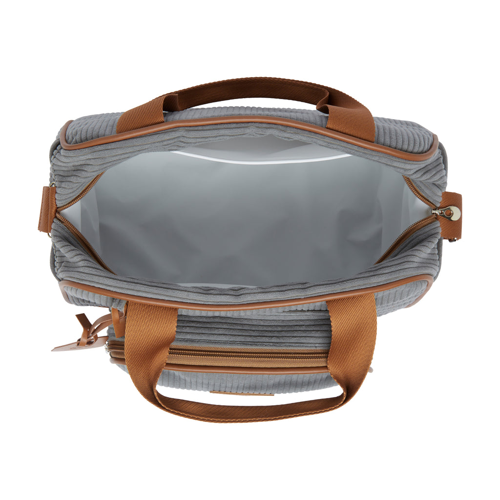 Bolsa Maternidade de Passeio Teddy Cinza com Marrom