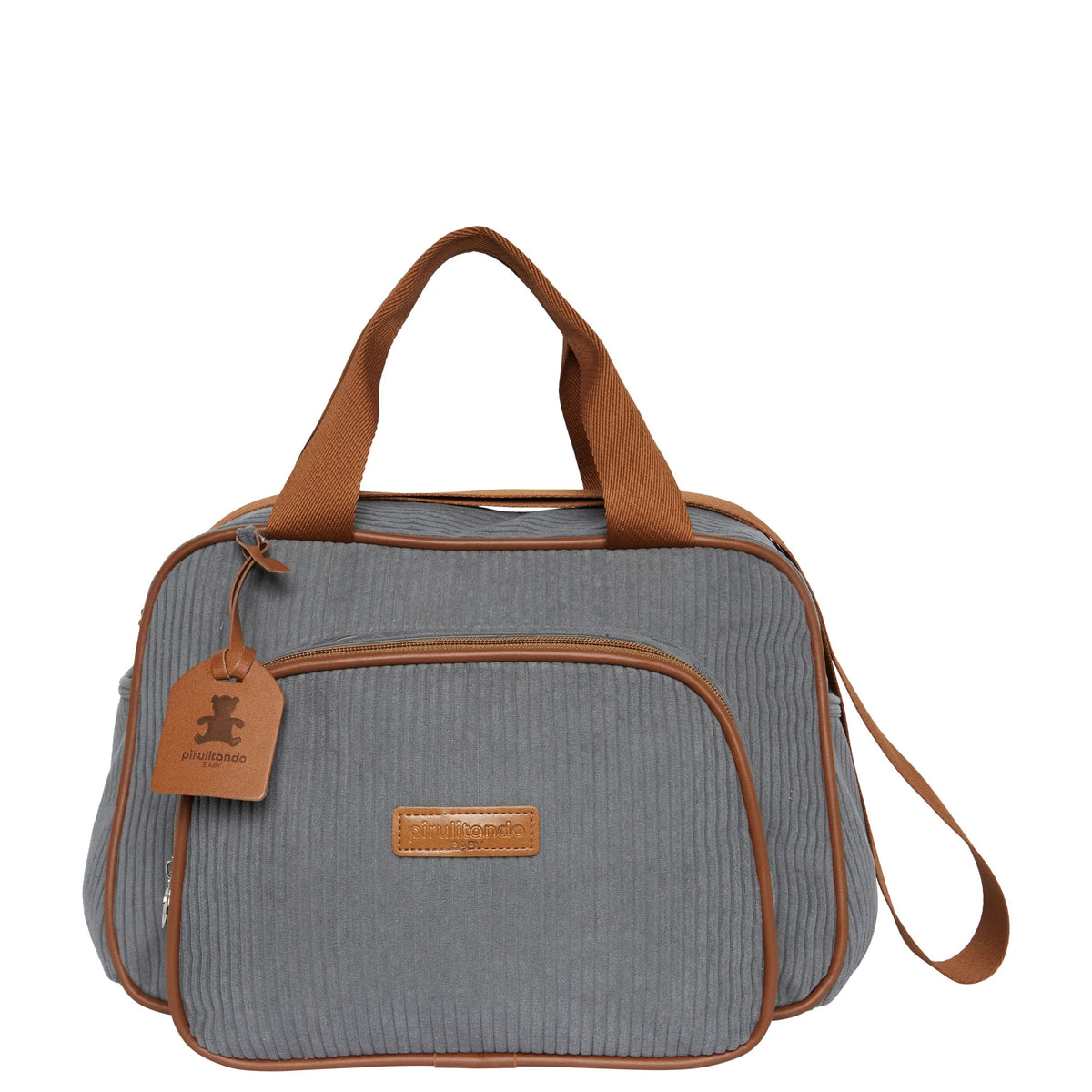 Bolsa Maternidade de Passeio Teddy Cinza com Marrom - foto principal | Pirulitando Baby
