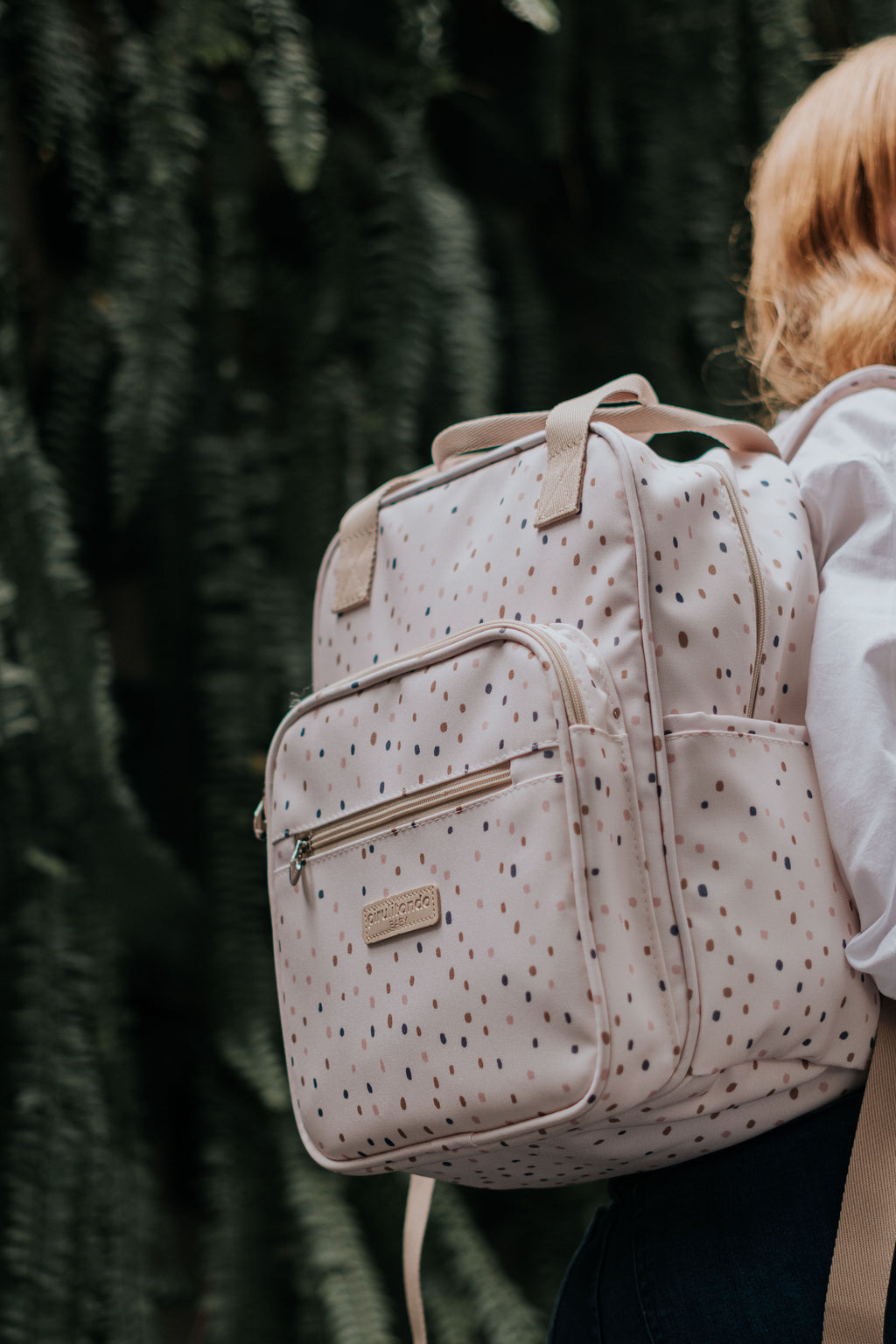 Mochila Maternidade com Bolso Frontal Térmico Confete Marfim